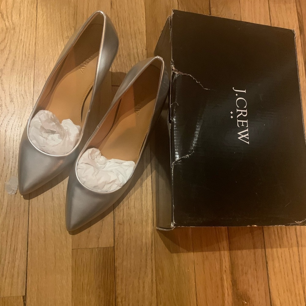 Jcrew metallic silver heels - size 7